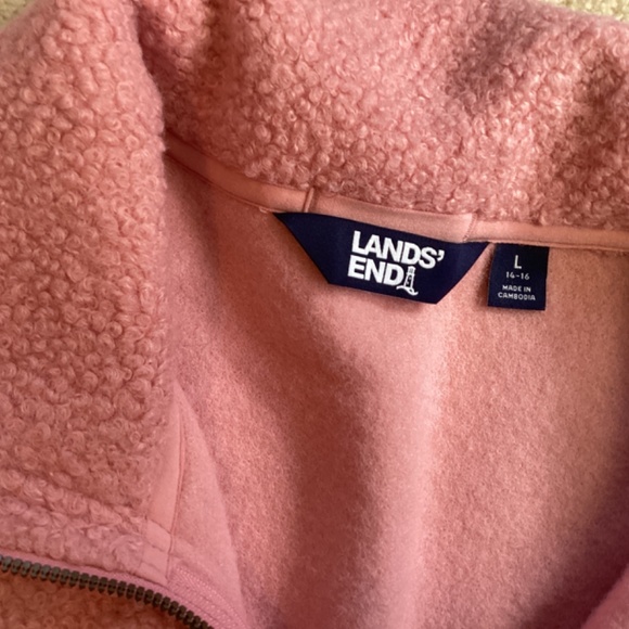Lands End snap and zipper front Sherpa jacket size large - Picture 2 of 4